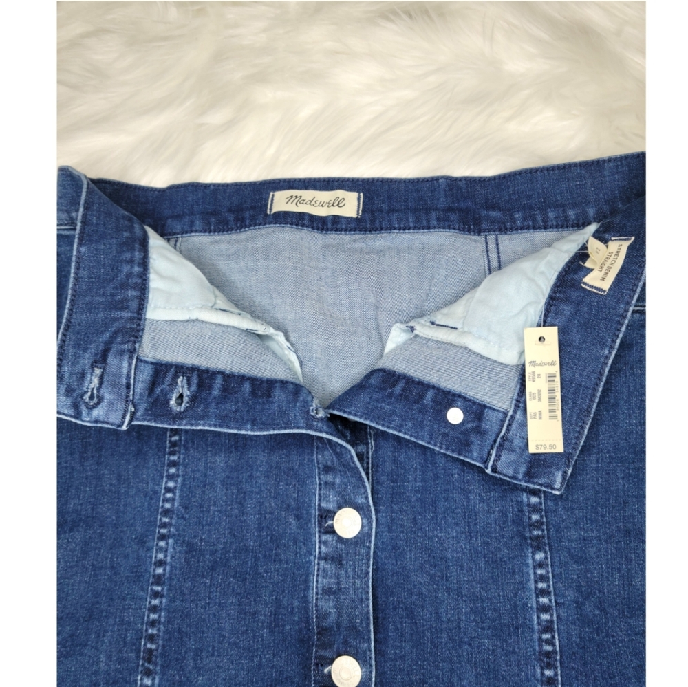 Madewell Stretch Denim Mini Skirt Button-F - Picture 4 of 7